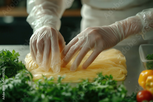 Chef Wearing Disposable Glo...