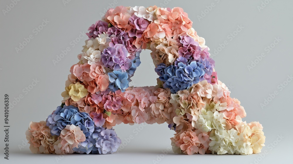 Floral Letter A Crafted from Pastel Flowers Floral Letter A Crafted from Pastel Flowers