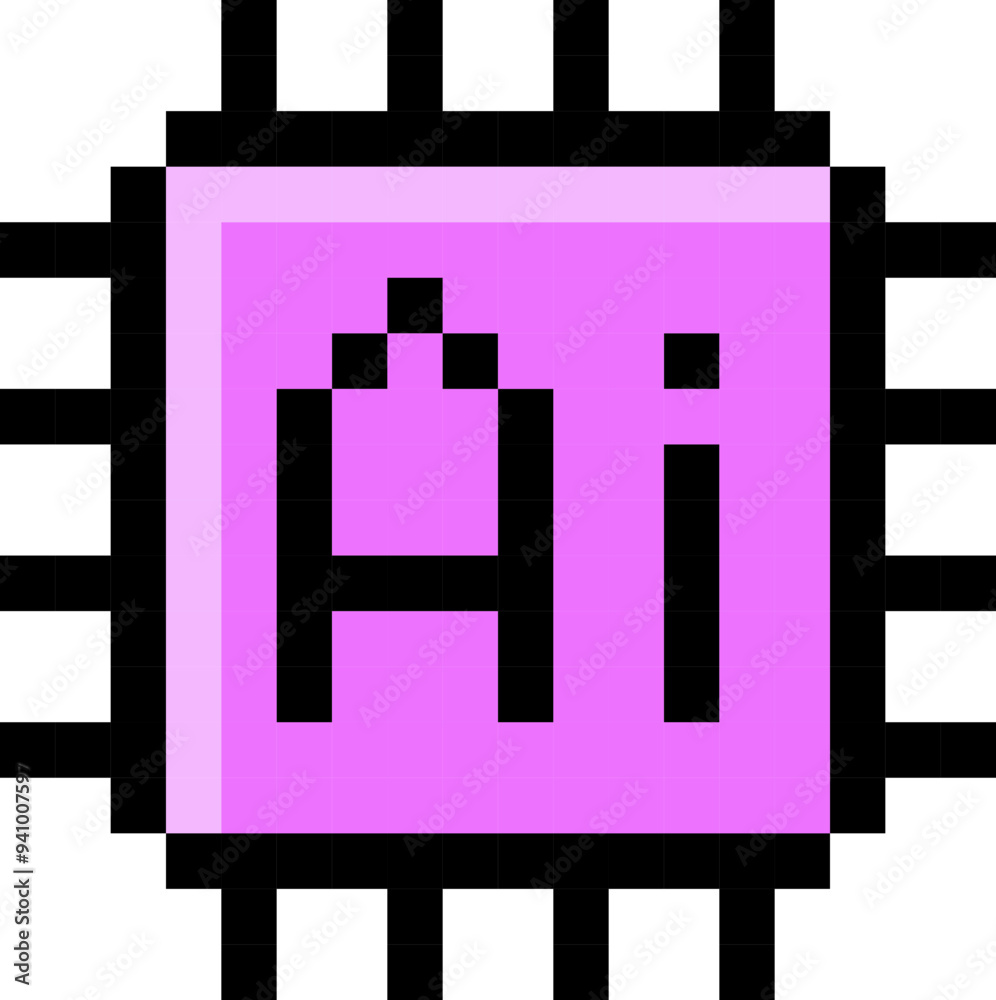 Processor icon. Pixel style. Computer chip. Processor icon. Pixel style. Computer chip.