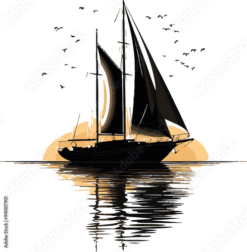 silhouette of a ship