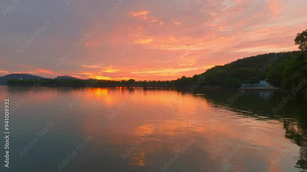 Summer sunrise scenery of Wuhan East Lake Scenic Area Summer sunrise scenery of Wuhan East Lake Scenic Area