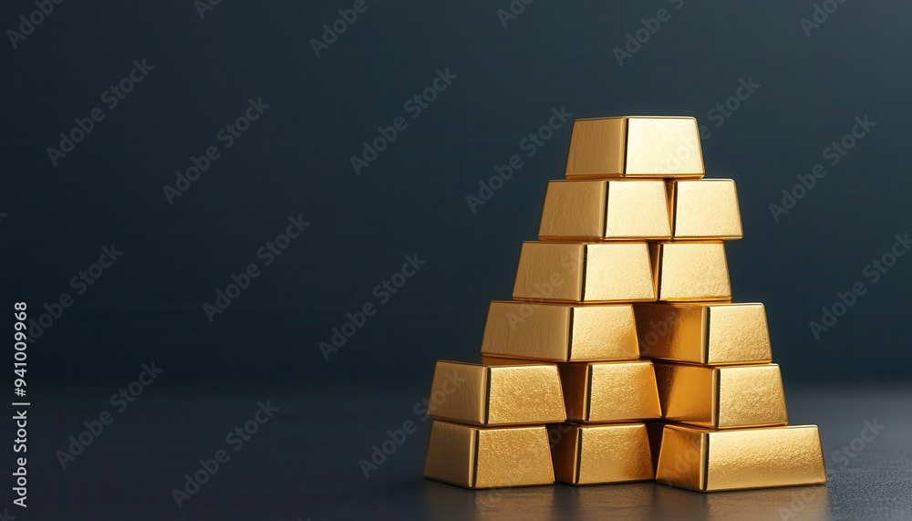 Business graph made of gold, financial prosperity, 3D illustration Business graph made of gold, financial prosperity, 3D illustration