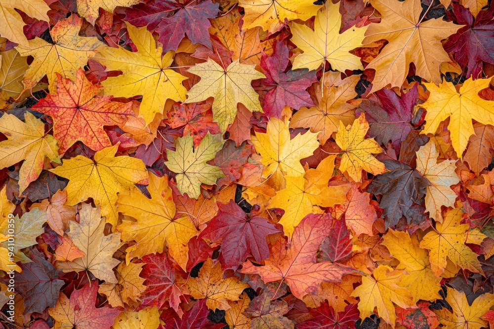 Autumn leaves in a variety of vibrant colors scattered on the ground Generative AI Autumn leaves in a variety of vibrant colors scattered on the ground Generative AI