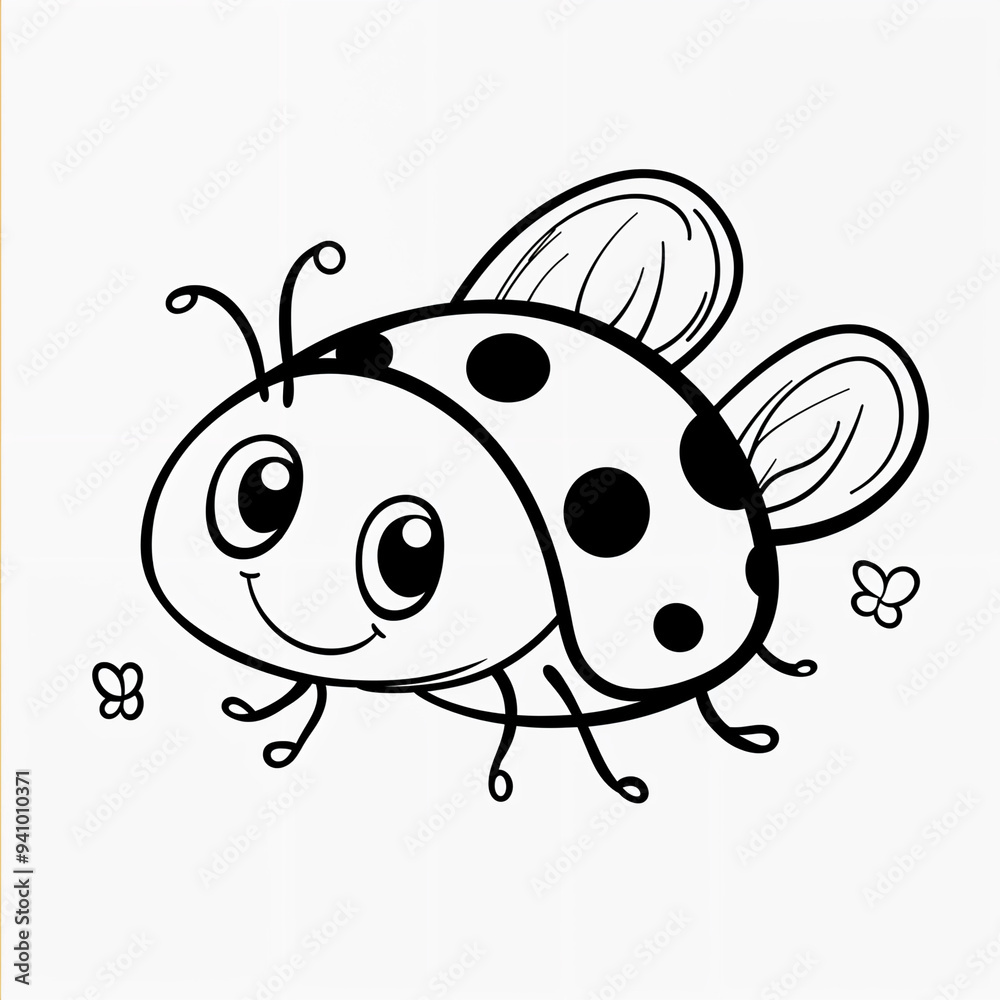 Obraz premium Cute kawaii ladybug illustration coloring page for kids