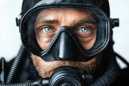 Scuba Diver On White Backgr...