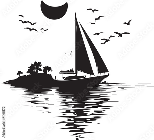silhouette of a ship