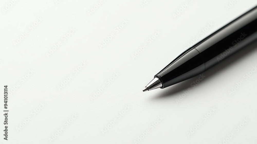 A black mechanical pencil on a white background. A black mechanical pencil on a white background.