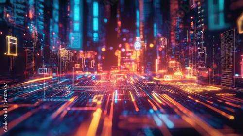 Abstract technology banner in the metaverse