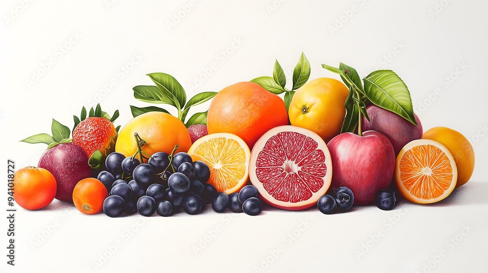 Vibrant Still Life of Assorted Fresh Fruits Vibrant Still Life of Assorted Fresh Fruits