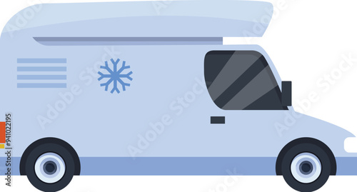 Refrigerated truck transporting frozen products, ensuring freshness and quality during delivery