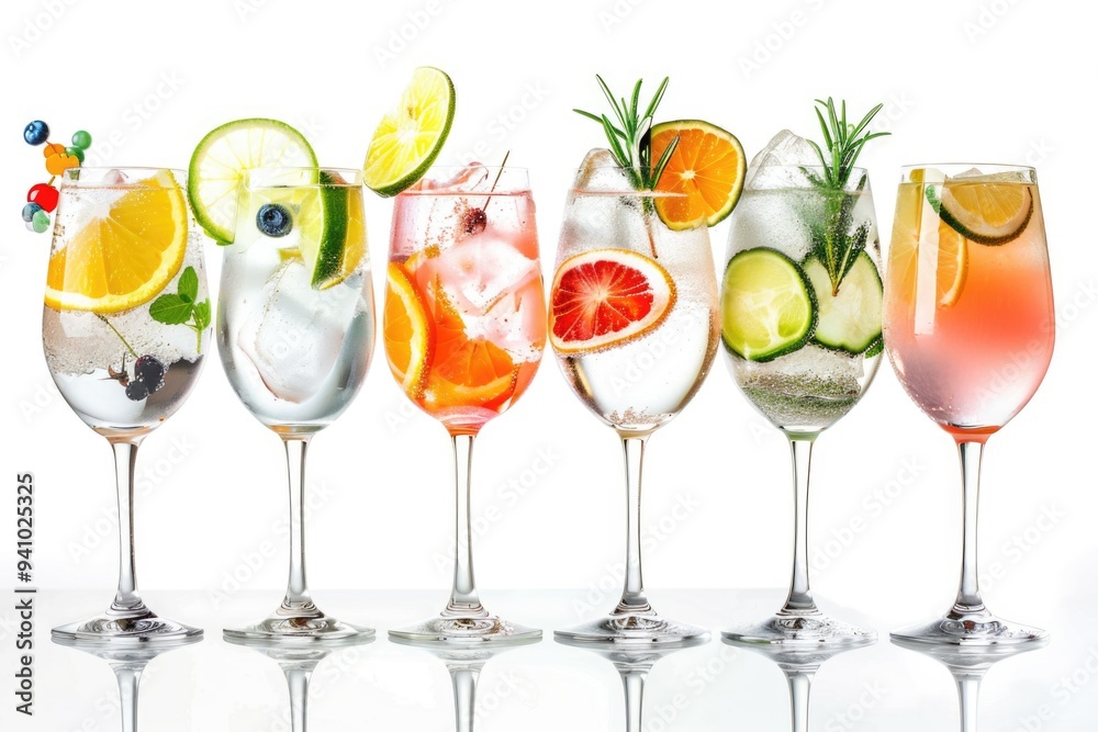 A selection of glasses filled with different beverages, ideal for use in lifestyle or still life photography A selection of glasses filled with different beverages, ideal for use in lifestyle or still life photography