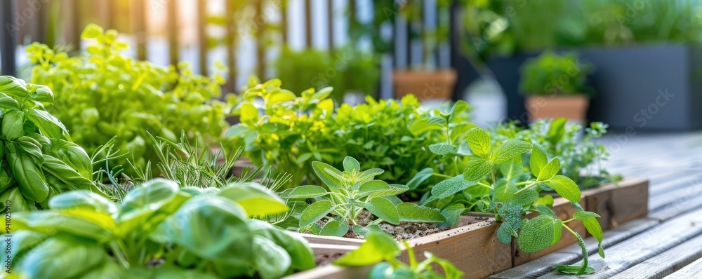 A vibrant herb garden dedicated to vegetarian cooking, showcasing fresh herbs with clean lines and ample space for creative culinary inspiration and high-resolution imagery. A vibrant herb garden dedicated to vegetarian cooking, showcasing fresh herbs with clean lines and ample space for creative culinary inspiration and high-resolution imagery.