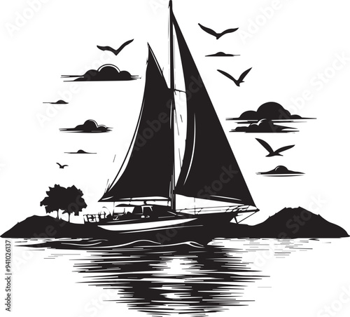 silhouette of a ship
