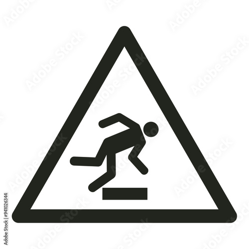 ISO warning safety signs_warning ; floor-level obstacle_symbol and pictogram only_black and white edition