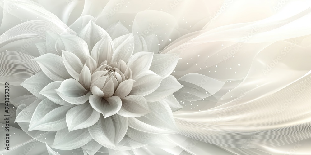 An abstract background featuring a large white flower with flowing lines and soft textures, creating a gentle and serene atmosphere An abstract background featuring a large white flower with flowing lines and soft textures, creating a gentle and serene atmosphere