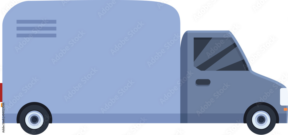 Obraz premium Side view of a delivery truck delivering goods to customer on time