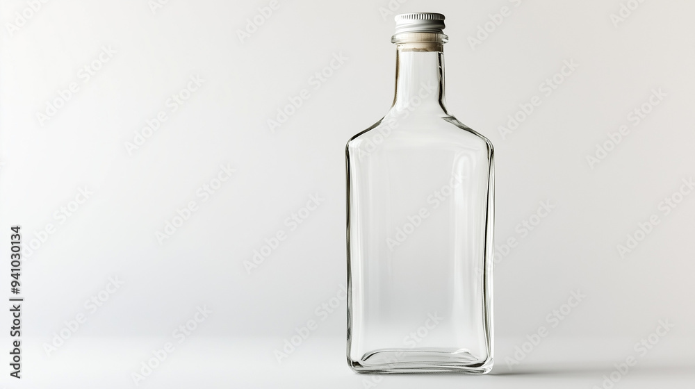a flat glass bottle on white background a flat glass bottle on white background