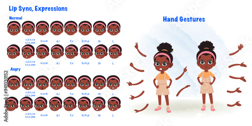 A cute girl angry face expression, Black Female Cartoon, african american girl avatar,Cartoon sweet black girl, girl standing pose ,Cartoon Character Girl Angry Face