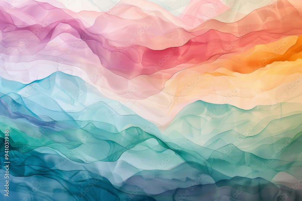 A vibrant background of colorful silk fabric, showcasing a rich array of hues and textures in a flowing design, Layers of pastel colors overlapping to create a sense of depth and harmony, AI generated A vibrant background of colorful silk fabric, showcasing a rich array of hues and textures in a flowing design, Layers of pastel colors overlapping to create a sense of depth and harmony, AI generated