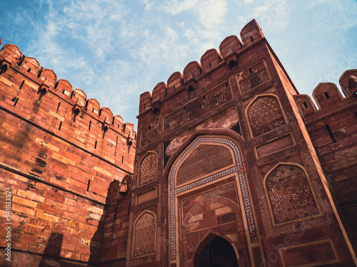 A Glimpse into Mughal Grandeur: The Imposing Amar Singh Gate at Agra Fort photo