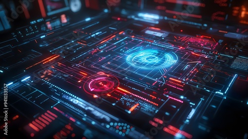 Futuristic Tech Circuit Board Data Flow