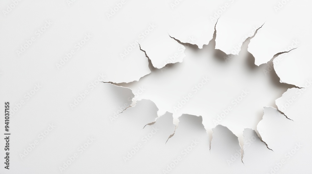 A sheet of paper with a jagged, torn edge, creating a dramatic and dynamic composition. A sheet of paper with a jagged, torn edge, creating a dramatic and dynamic composition.