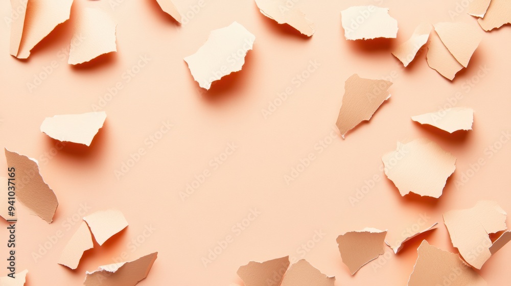 A collection of paper scraps with different sizes and shapes of tears, showcasing the rugged beauty of ripped edges. A collection of paper scraps with different sizes and shapes of tears, showcasing the rugged beauty of ripped edges.