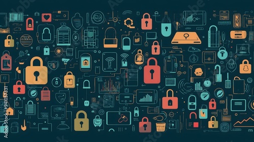 Data Security Visual: Locks, Tech, Protection photo