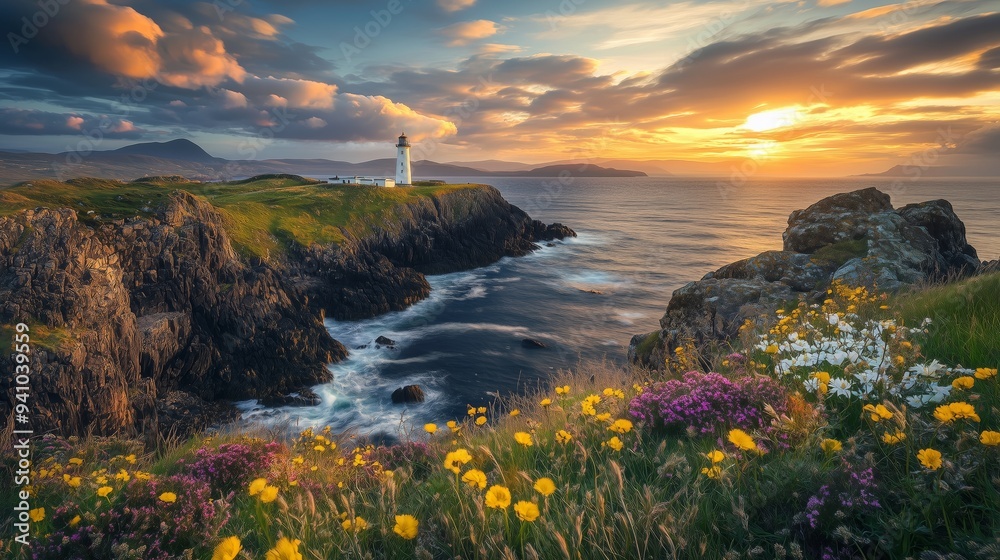 Eilean Glas lighthouse offers stunning views over cliffs, the ocean, wildflowers, and seagulls.