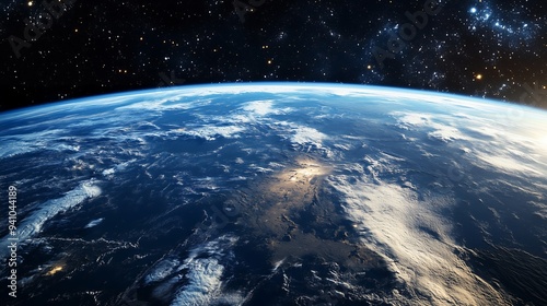 A breathtaking view of Earth from space, showcasing its natural beauty and atmosphere.