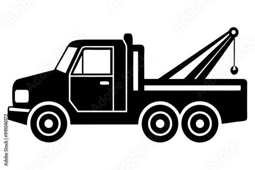 Silhouette of Tow Truck Vector Illustration