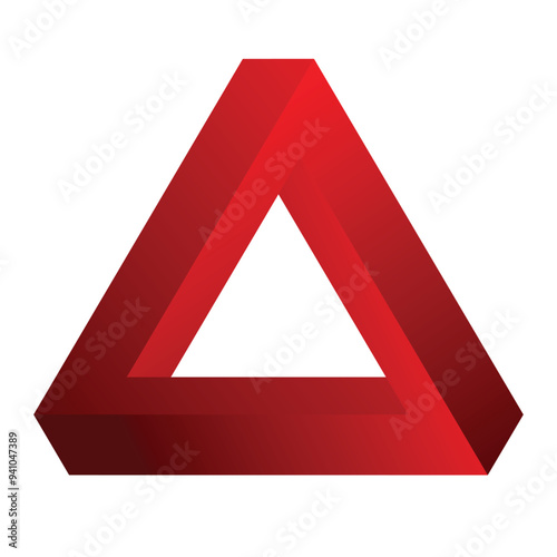 The abstract color triangle overlap on a white background. The Penrose triangle.
