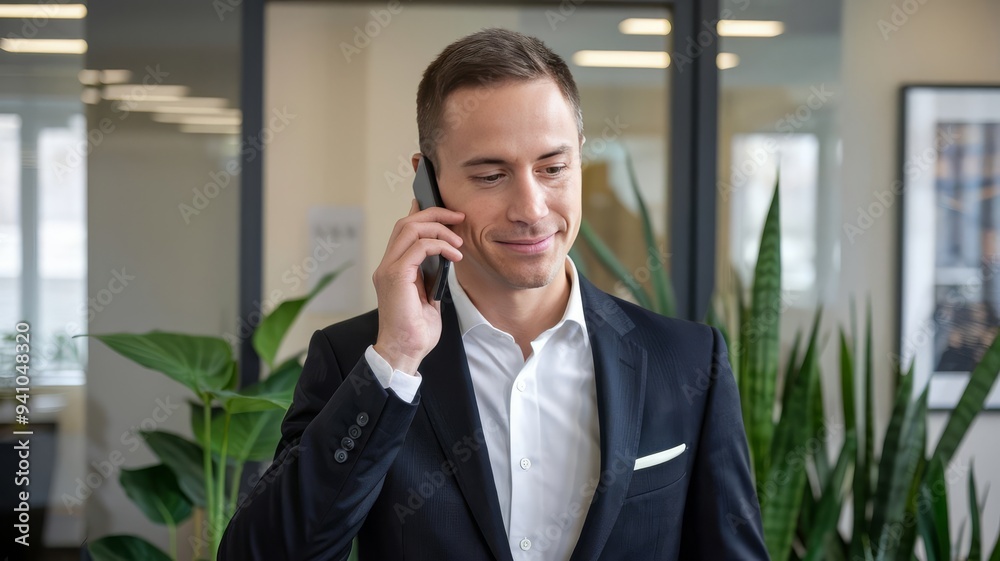 businessman talking on the phone in the office
businessman talking on the phone in the office