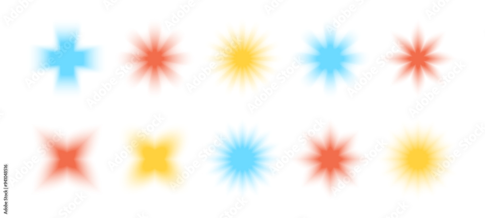 Blurred abstract retro shapes and symbols, basic brutal forms and figures in Y2K aesthetics, stickers, logos, labels. Decorative design elements, vector illustration. Blurred abstract retro shapes and symbols, basic brutal forms and figures in Y2K aesthetics, stickers, logos, labels. Decorative design elements, vector illustration.
