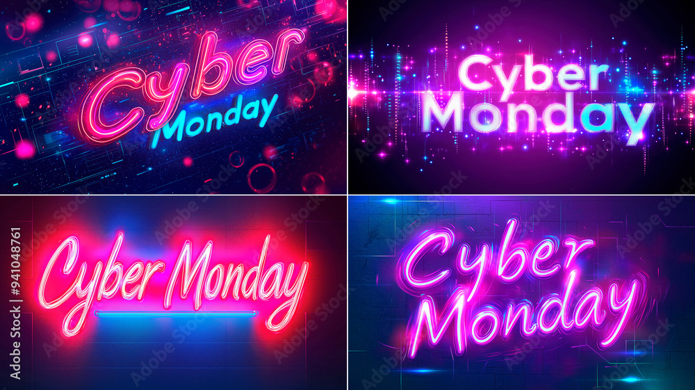 Vibrant Cyber Monday promo graphics, website advertising, sale advertise, blog banner Vibrant Cyber Monday promo graphics, website advertising, sale advertise, blog banner