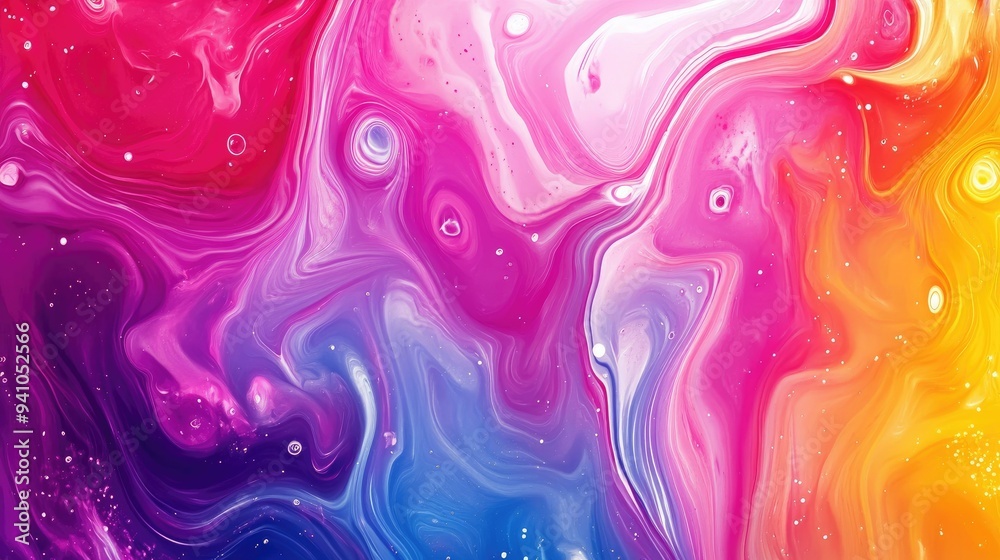 Abstract neon liquid wavy background. Liquid art, marbling texture