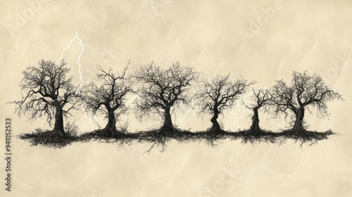 Downfall of the Mighty: Psalms 82 Biblical Illustration of Trees Struck by Lightning Symbolizing Rulers' Fall