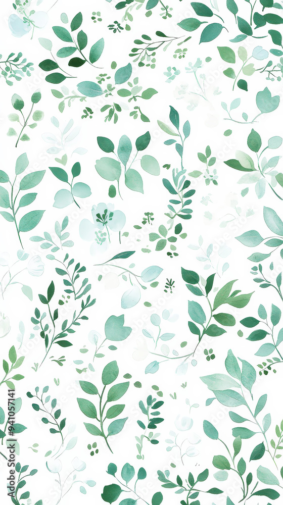 Aesthetic modern pattern with small boho flowers, white and pastel green colors, invitation template. Generative AI Aesthetic modern pattern with small boho flowers, white and pastel green colors, invitation template. Generative AI