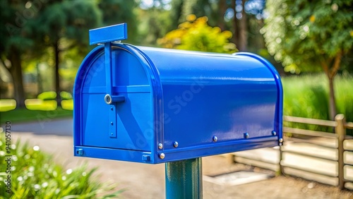 A typical blue mail box in the United States