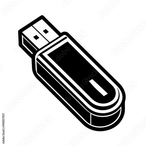 USB Flash Drive silhouette vector art