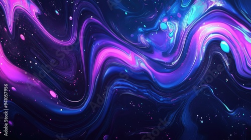 Abstract neon liquid wavy background. Liquid art, marbling texture