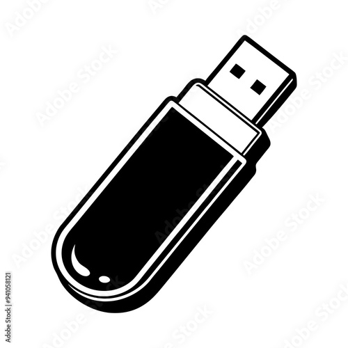 USB Flash Drive silhouette vector art