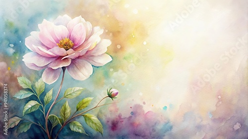 Beautiful watercolor of a delicate flower in full bloom