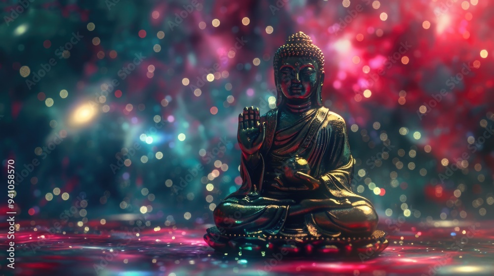 A person sitting on the surface of calm water, perfect for depicting contemplation or relaxation A person sitting on the surface of calm water, perfect for depicting contemplation or relaxation