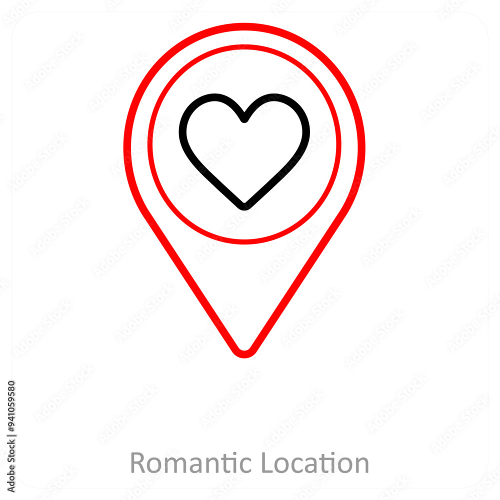 Romantic location pointer and location pointer icon concept Romantic location pointer and location pointer icon concept