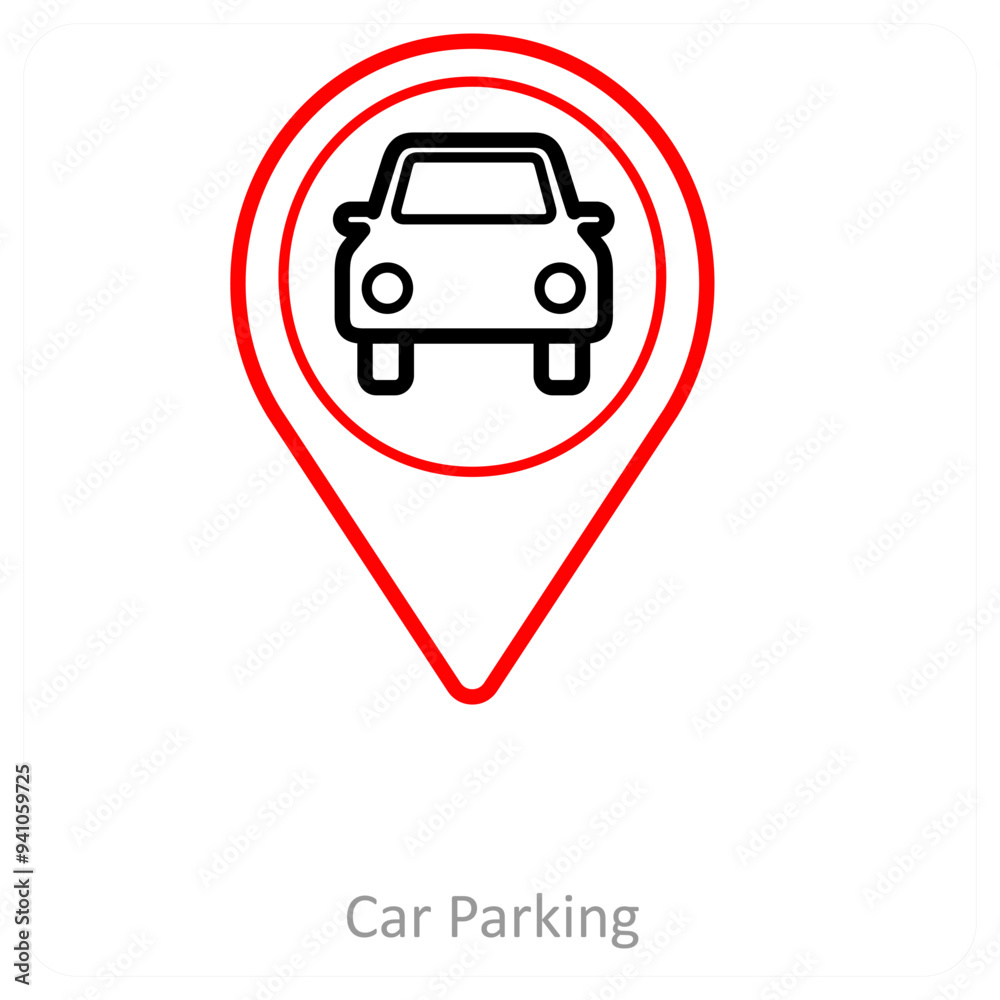Car Parking and location pointer icon concept Car Parking and location pointer icon concept
