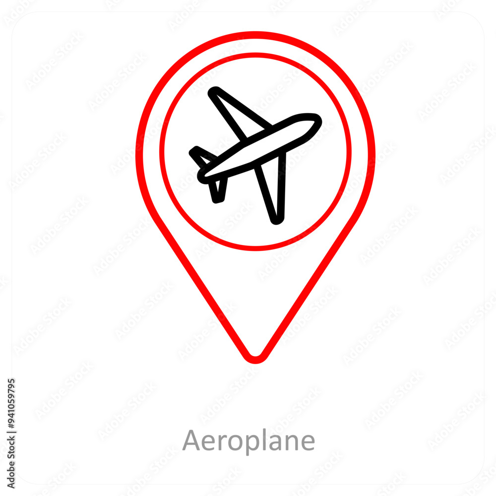 Aeroplane and location pointer icon concept Aeroplane and location pointer icon concept