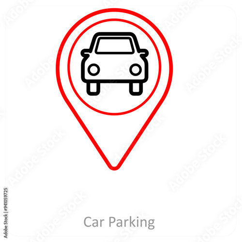 Car Parking and location pointer icon concept