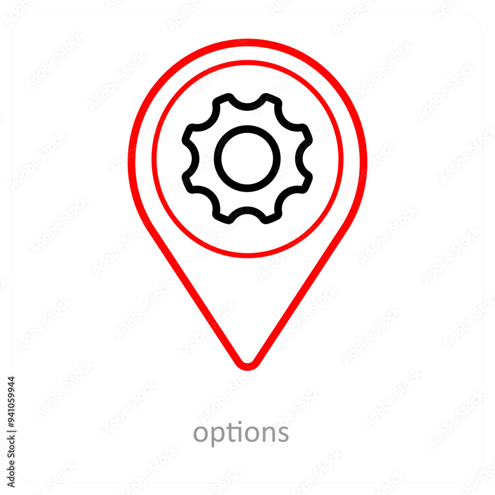 options and location pointer icon concept options and location pointer icon concept