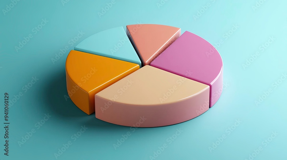 Obraz premium Colorful pie chart representing data segments, ideal for business, finance, or educational presentations and visualizations.